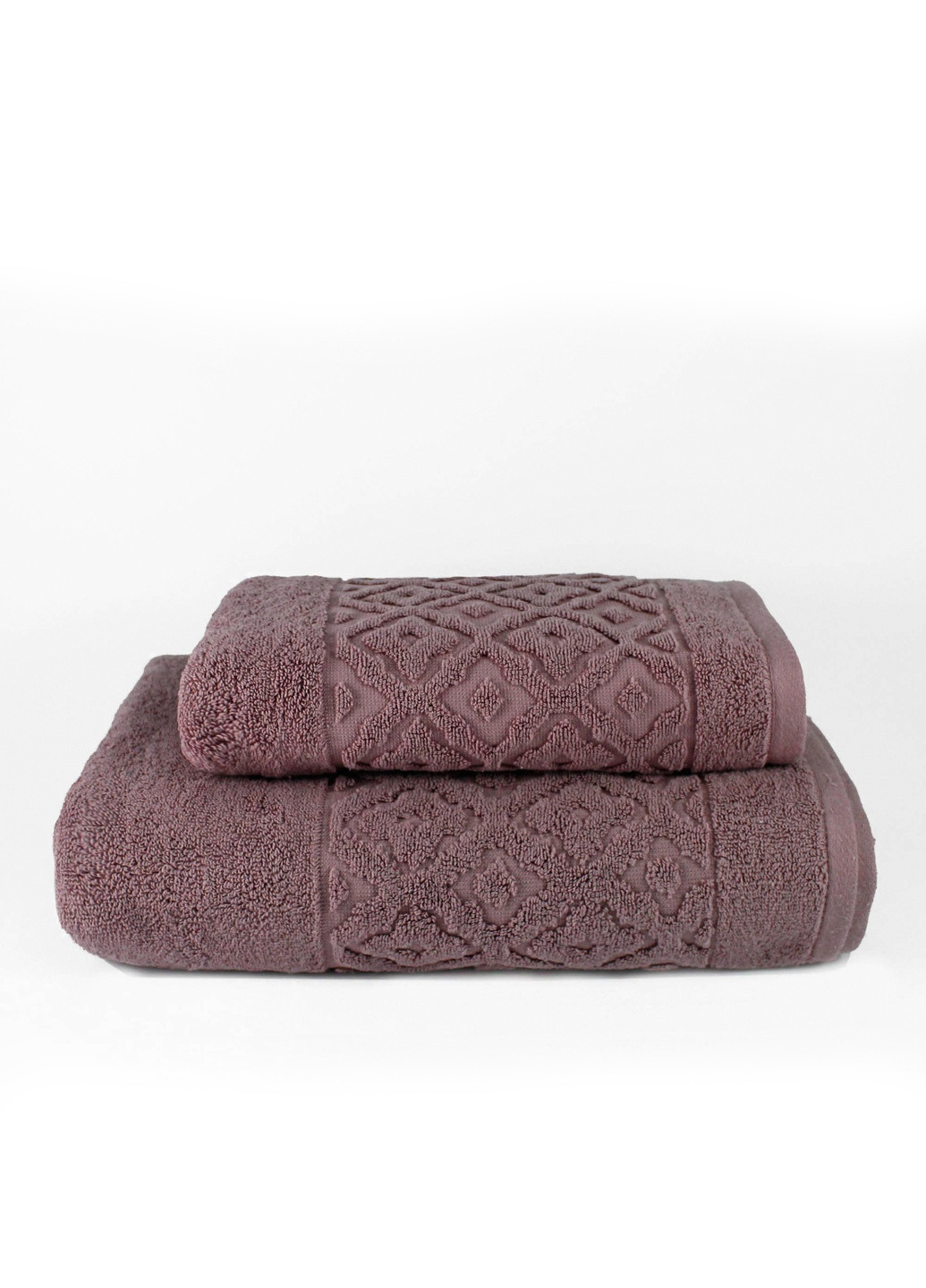 Рушник махровий Lima, жакардовий, з бордюром, попіл троянди, розмір 70x140 см Bulgaria-Tex темно-рожевий