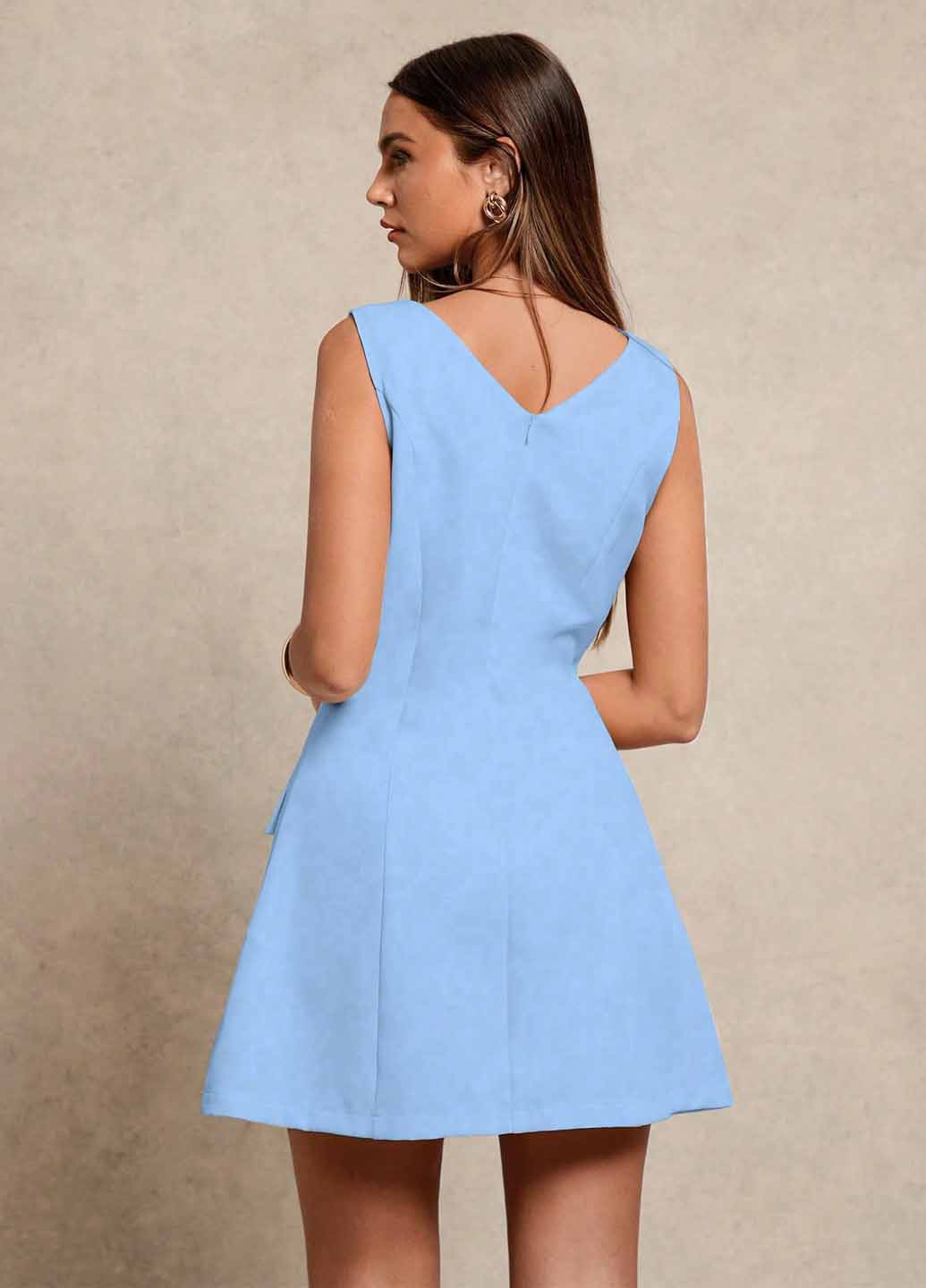 Темно-блакитна кежуал сукня а-силует SHEIN однотонна