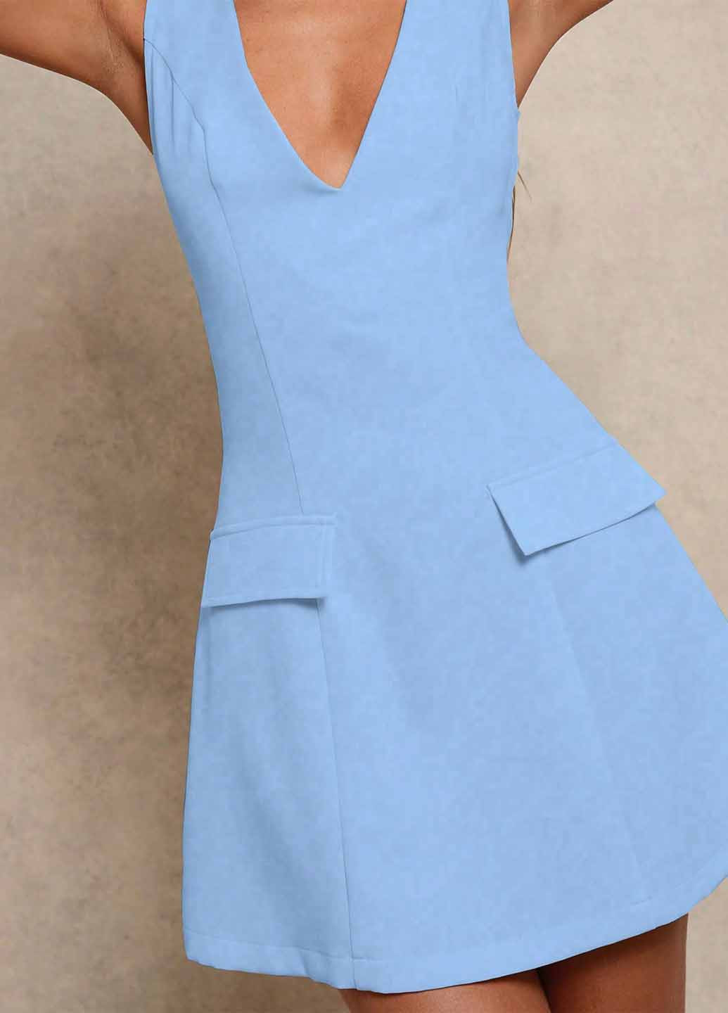 Темно-блакитна кежуал сукня а-силует SHEIN однотонна