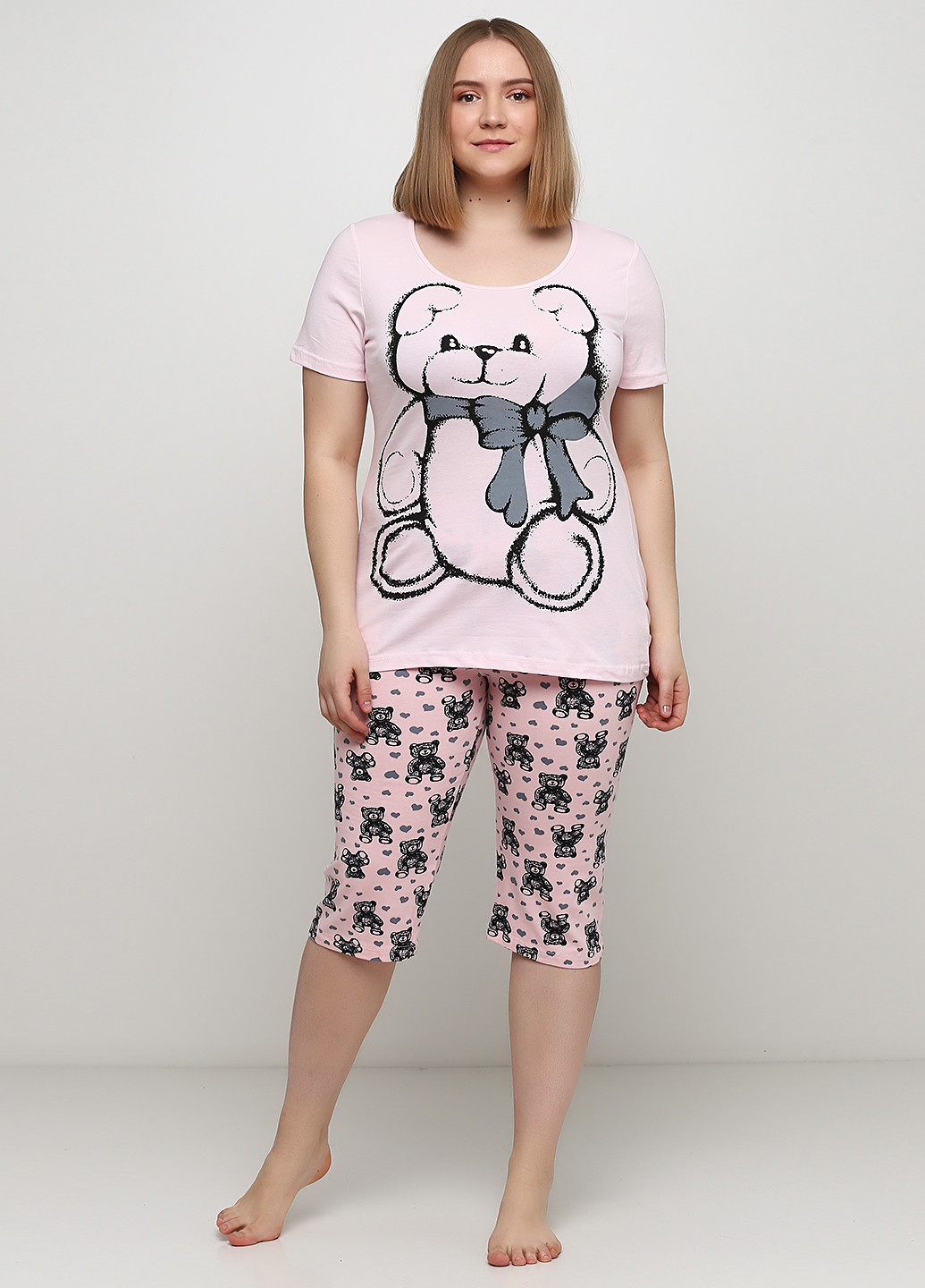 Розовая всесезон пижама (футболка, бриджи) футболка + бриджи Sexen