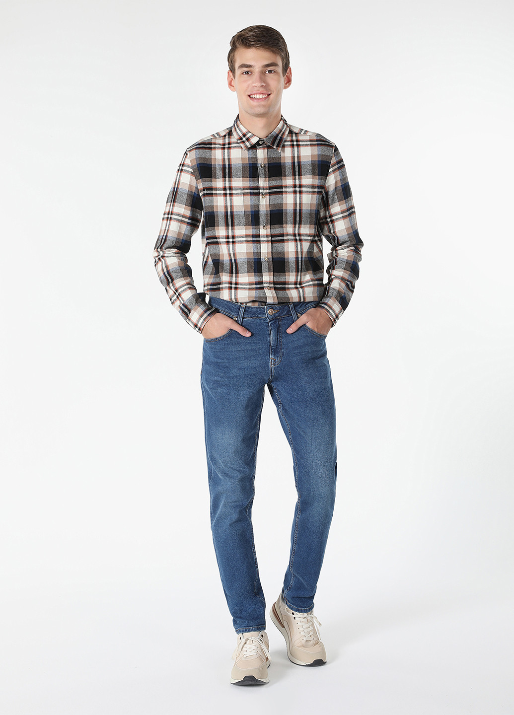 Бежевая кэжуал рубашка в клетку Colin's