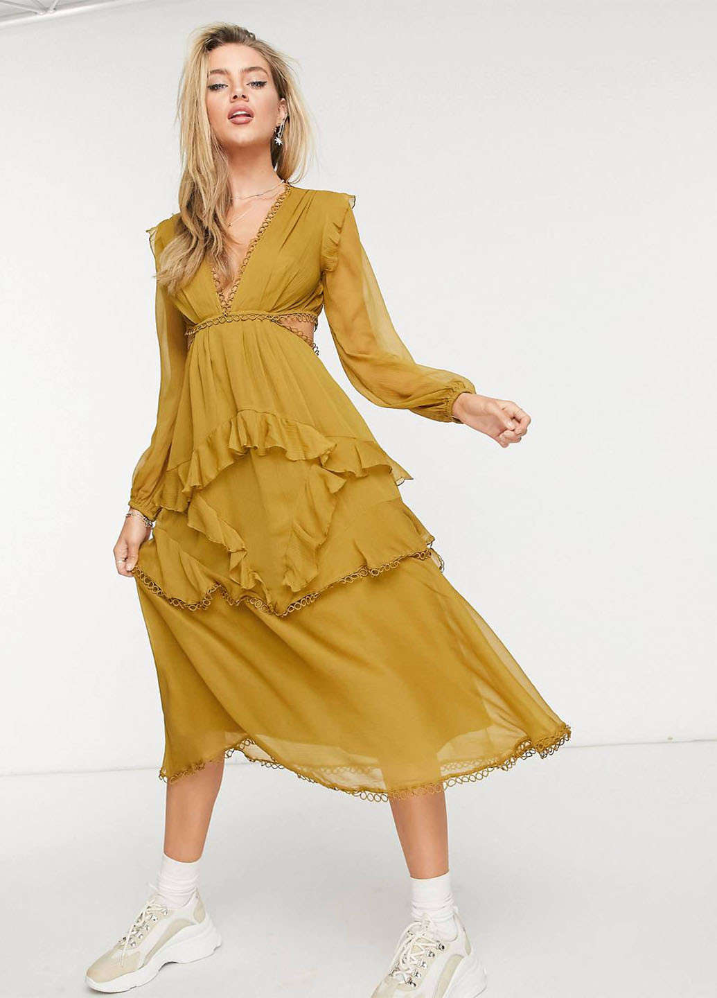 Гірчична кежуал сукня Asos однотонна