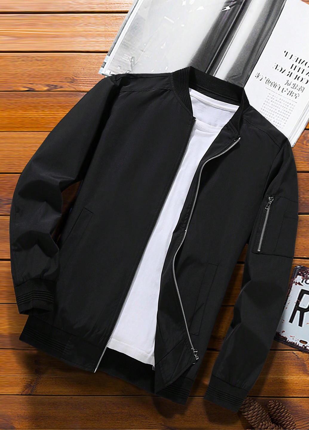 Бомбер SHEIN бейсбольний на блискавці (341484454)