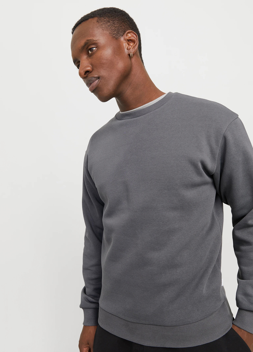 Серый свитшот Jack & Jones однотонный без декора (354686432)