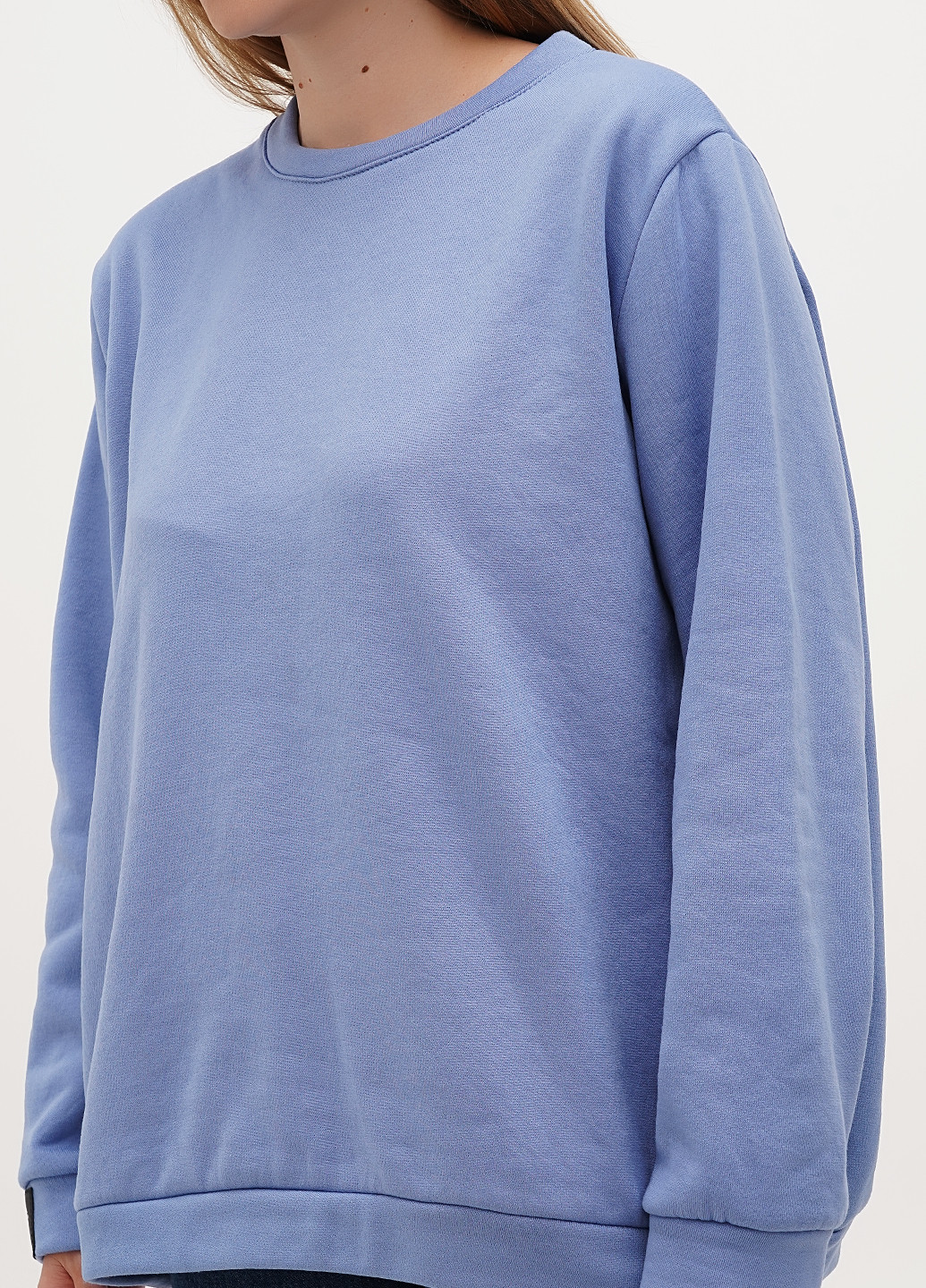 Темно-блакитний світшот Fashion news однотонний нашивки (302154906)