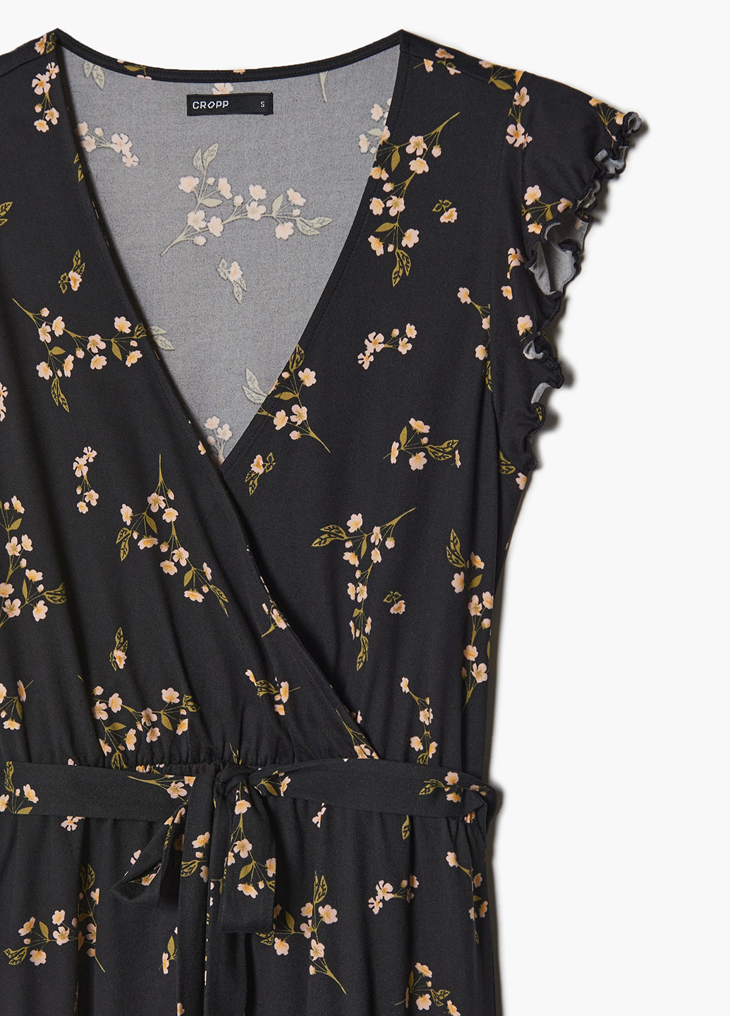Черное кэжуал платье на запах Cropp с цветочным принтом