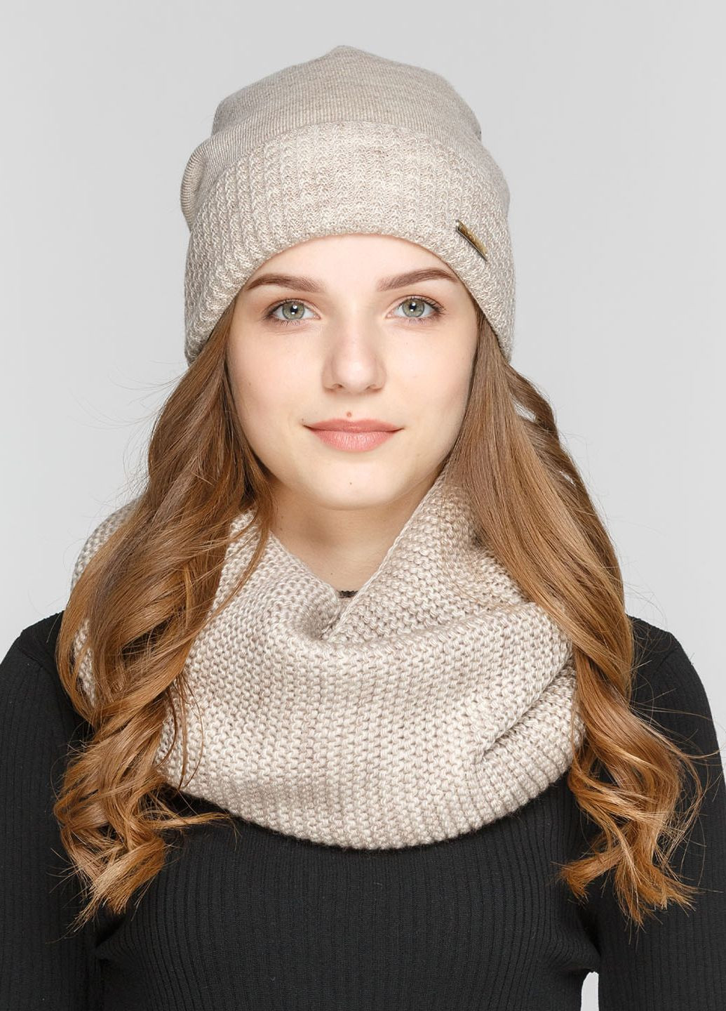 Теплый зимний комплект (шапка, шарф-снуд) на флисовой подкладке 660403 DeMari 77 ненси (239417936)
