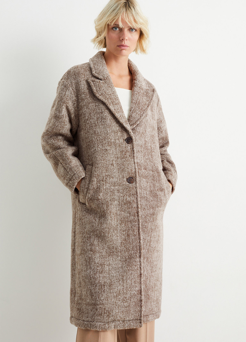 Темно-бежевое демисезонное Пальто однобортное C&A