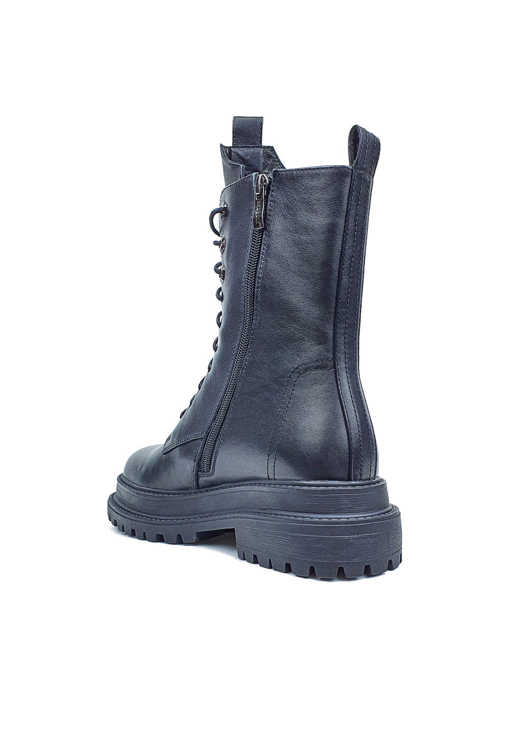 Зимние женские ботинки зима кожаные черные на шнуровке Brocoli