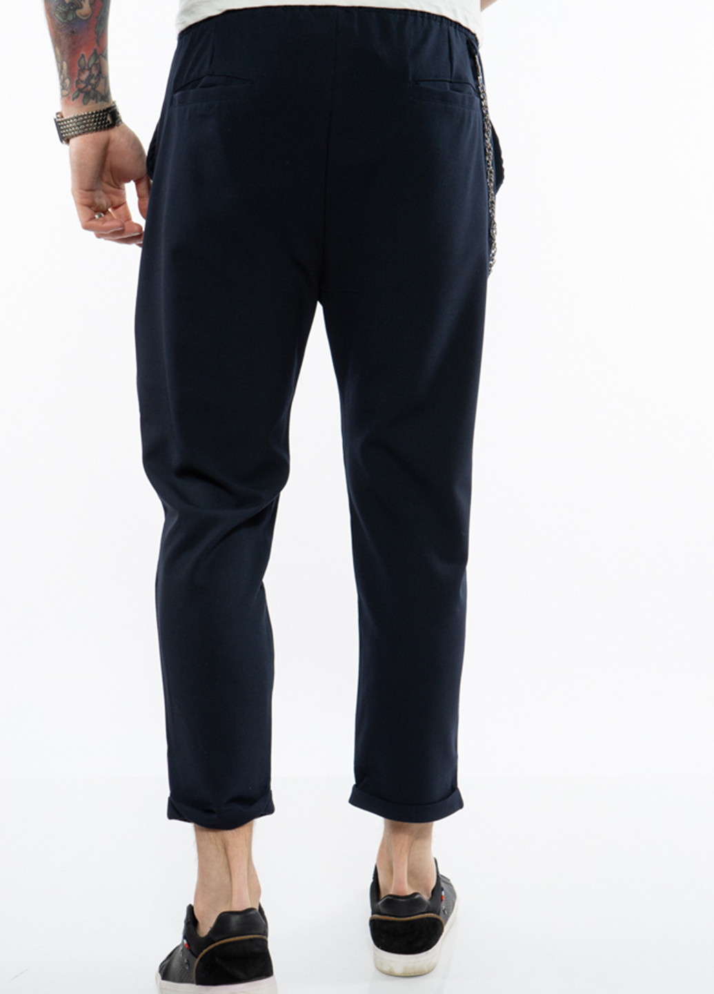 Темно-синие кэжуал демисезонные зауженные, укороченные брюки Time of Style