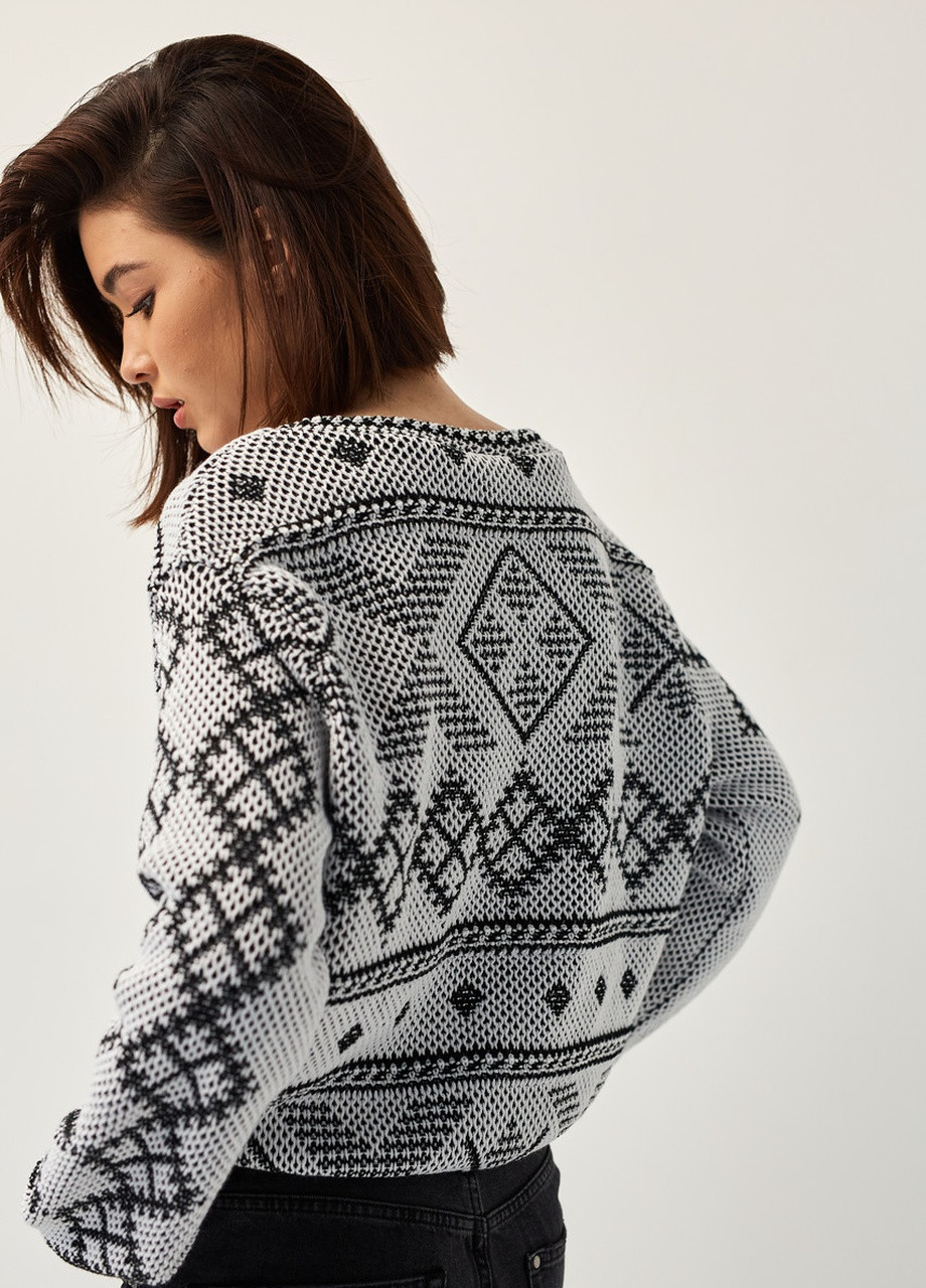 Серый демисезонный джемпер в украинском стиле «зарина» серый MEREZHKA