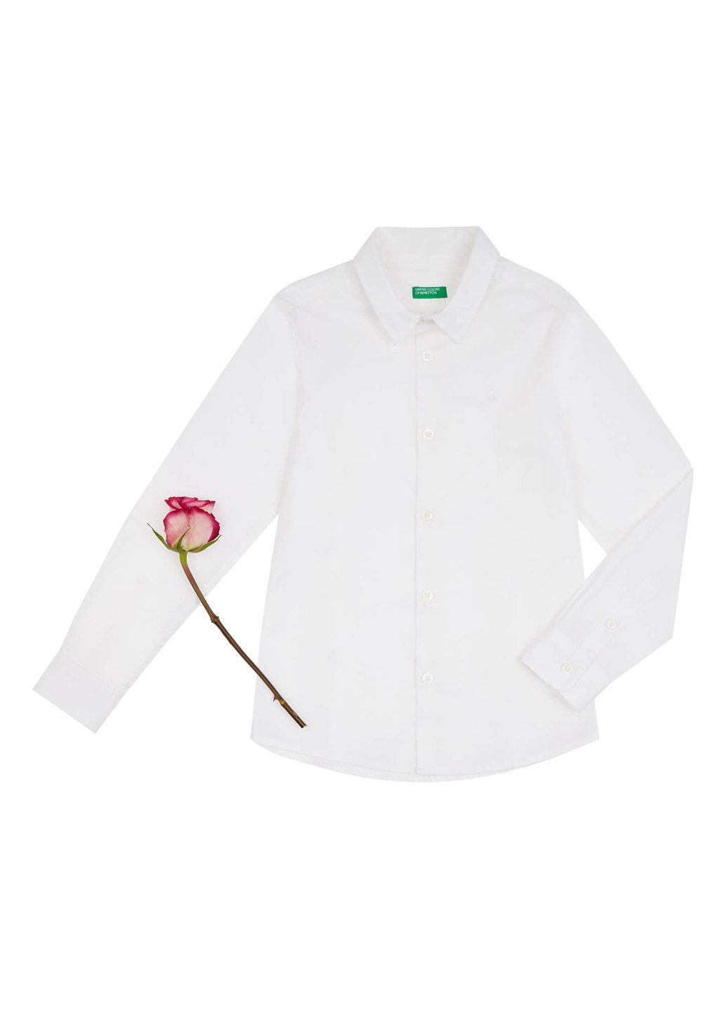 Белая кэжуал рубашка United Colors of Benetton с длинным рукавом