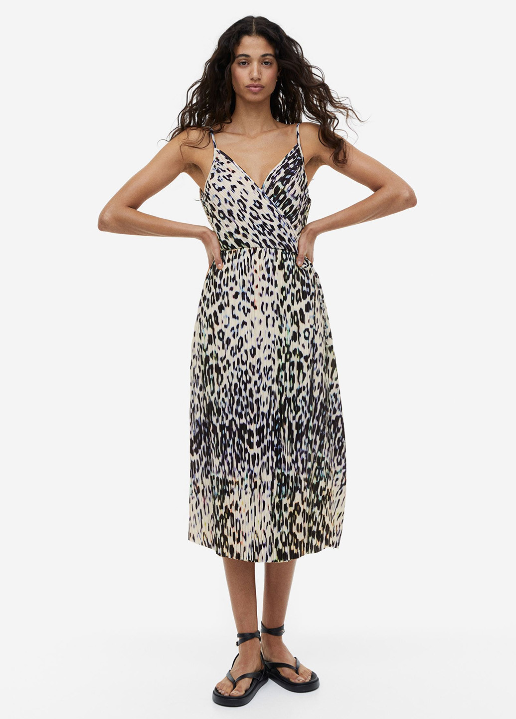 Бежева кежуал сукня плісована H&M леопардовий