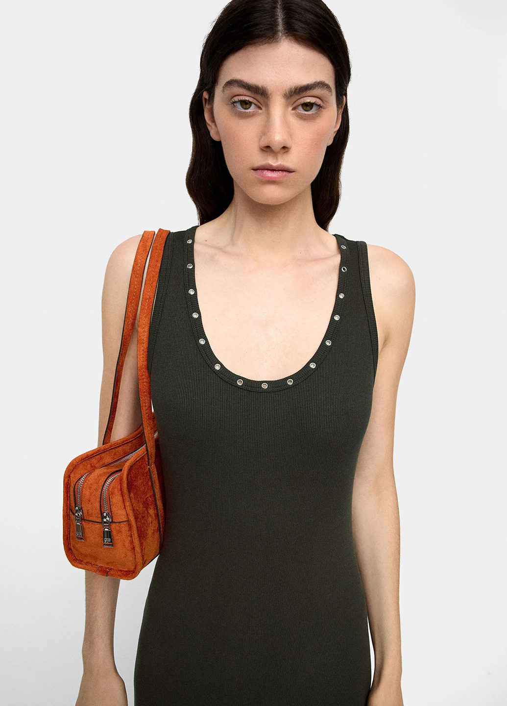 Темно-коричневое кэжуал платье платье-майка Parfois однотонное