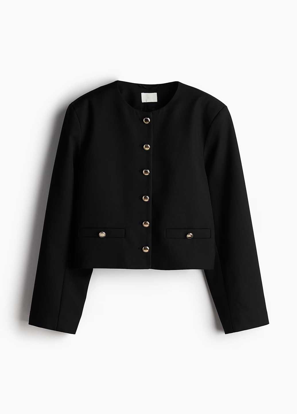 Черный женский жакет H&M однотонный - демисезонный