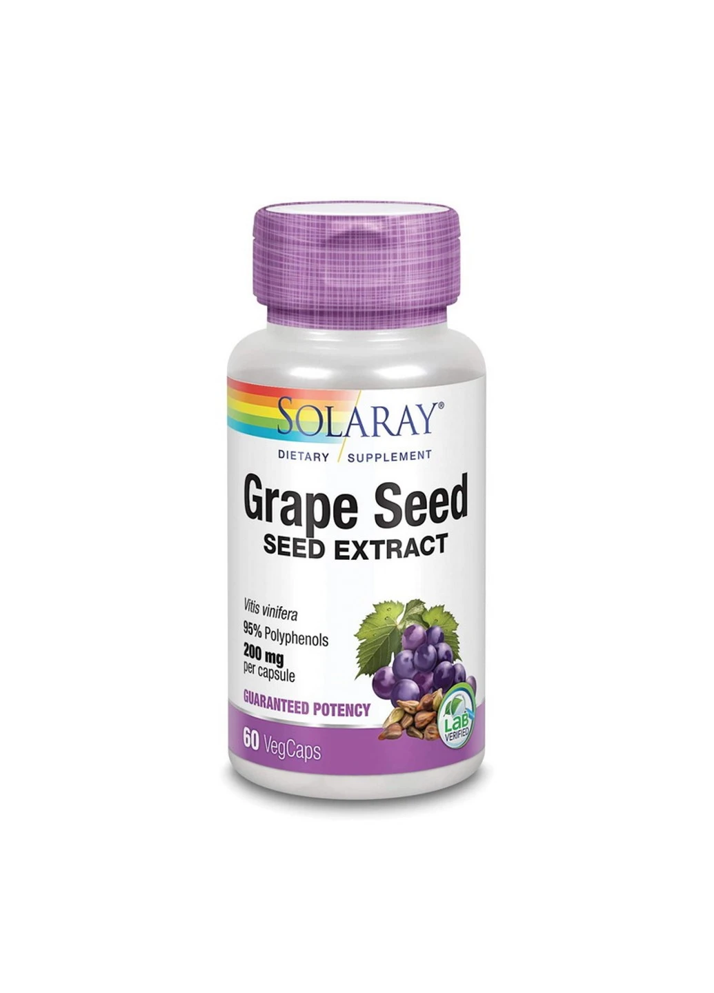 Экстракт виноградных косточек Grape Seed Extract 200 mg 60 вег. капсул Solaray (255409810)