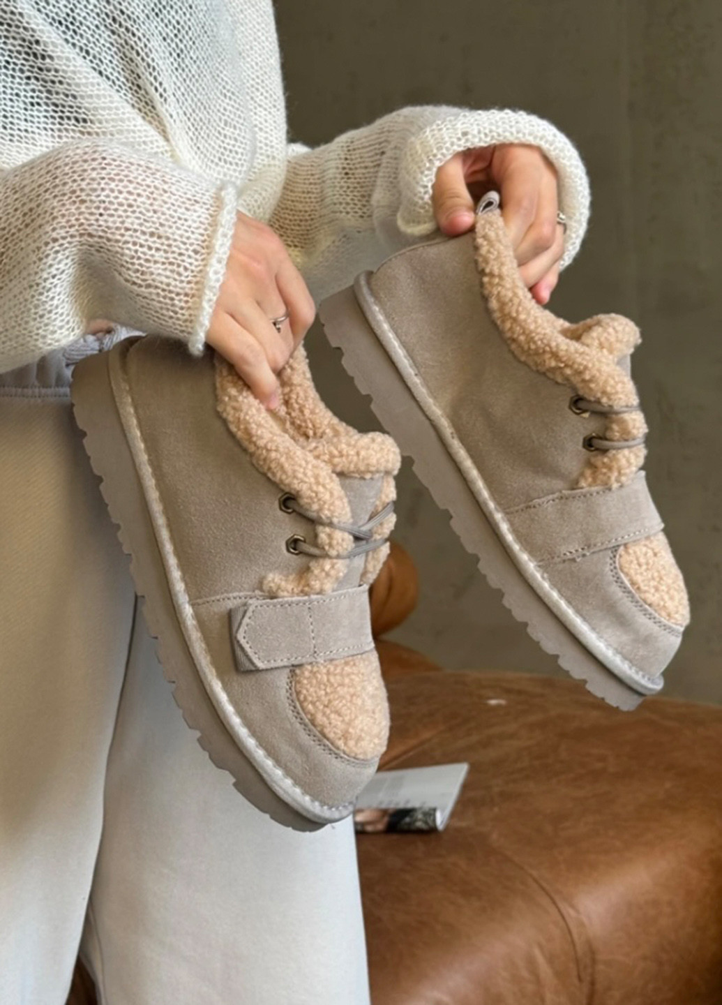 Зимние ботинки ITTS с мехом из натуральной замши