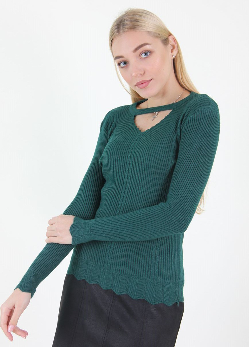 Зеленый демисезонный пуловер пуловер Ladies Fasfion
