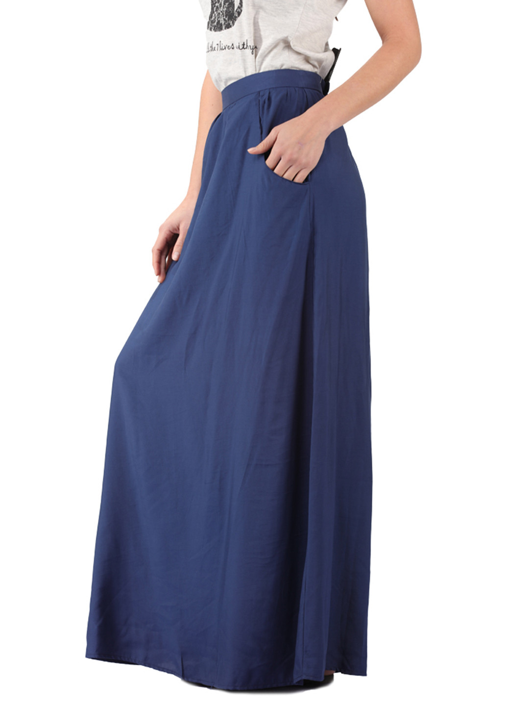 Темно-синяя кэжуал однотонная юбка Яavin макси
