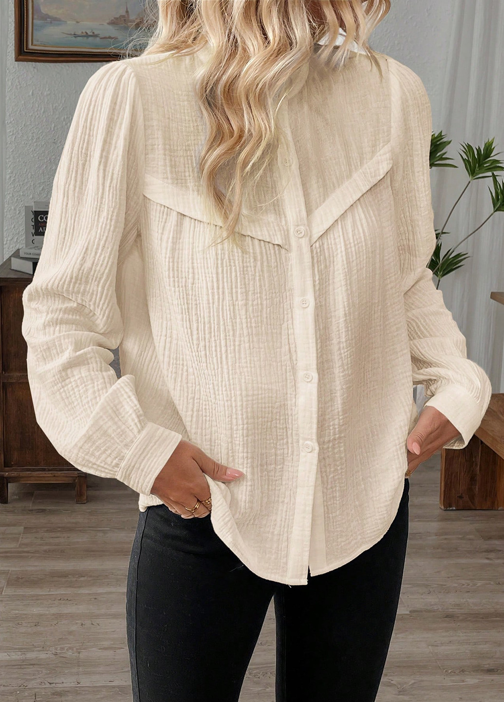 Кремовая блуза SHEIN