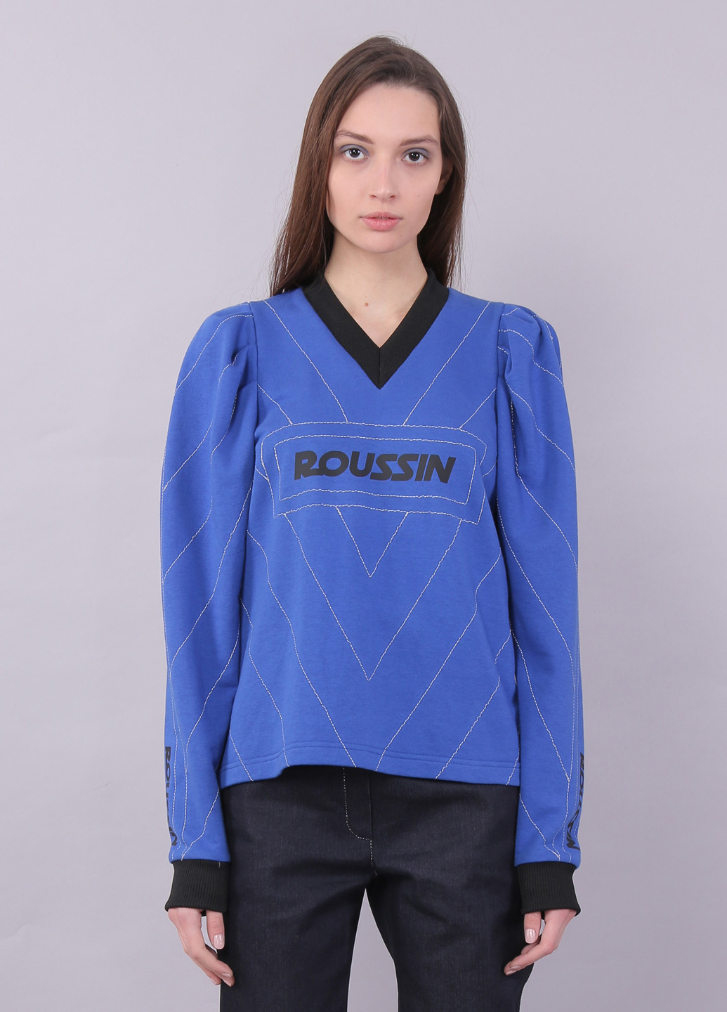 Свитшот ROUSSIN by Sofia Rousinovich - крой логотип синий кэжуал - (114688114)