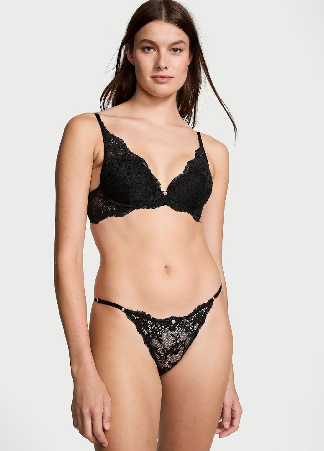 Чорний демісезонний комплект (бюстгальтер, трусики) Victoria's Secret