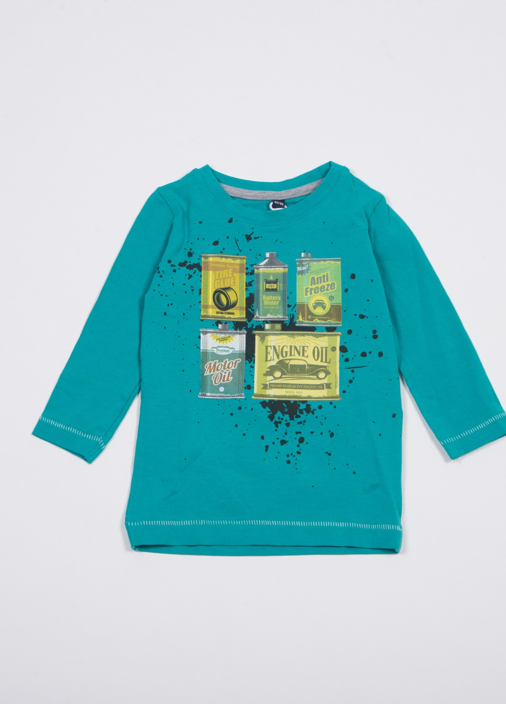 Бирюзовый демисезонный кэжуал лонгслив TOM DU с рисунком