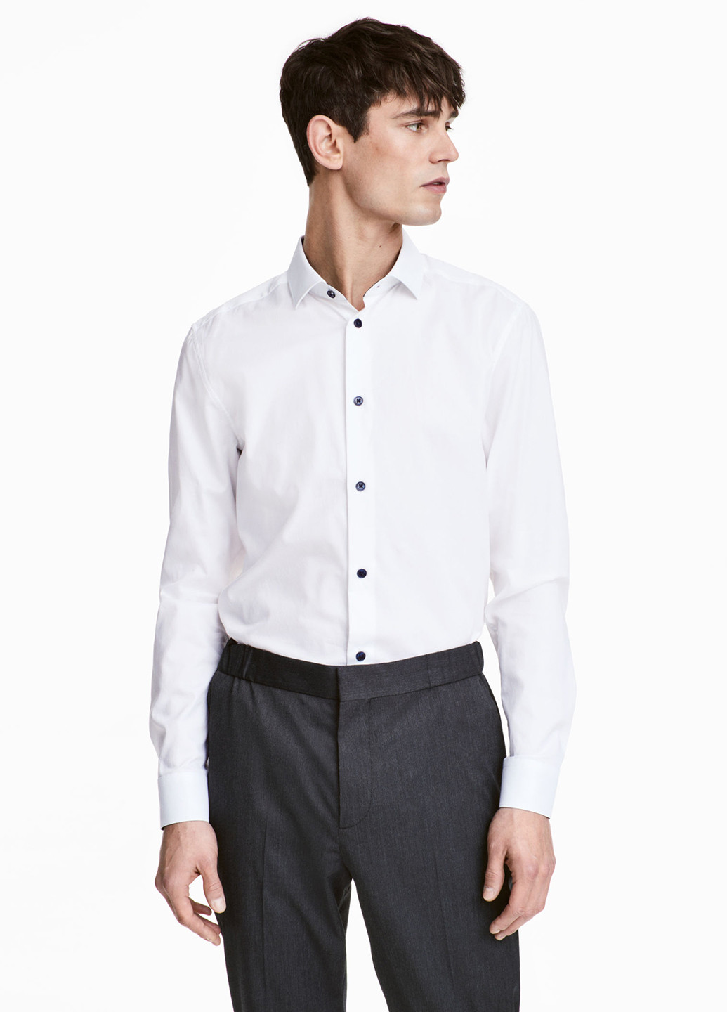 Сорочка H&M біла ділова бавовна, трикотаж