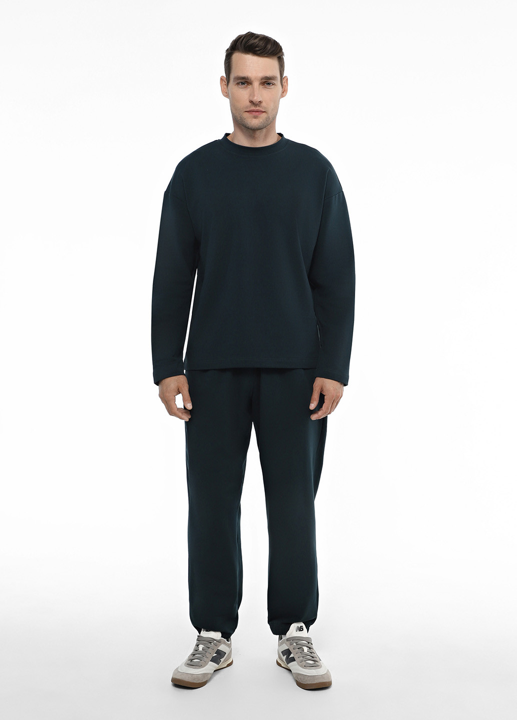 Лонгслів Promin однотонний темно-зелений кежуали бавовна, трикотаж