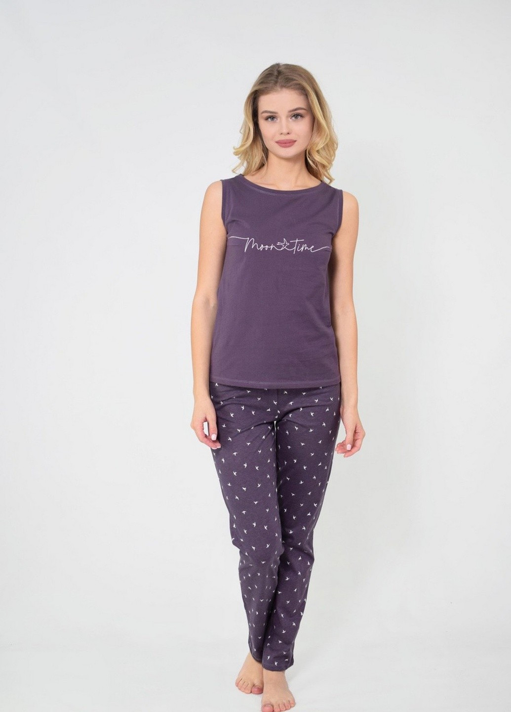 Фиолетовая всесезон пижама майка + брюки NEL