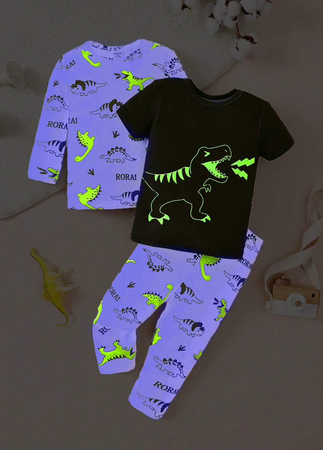 Чорно-біла всесезон піжама (футболка, лонгслів, штани) футболка + штани SHEIN