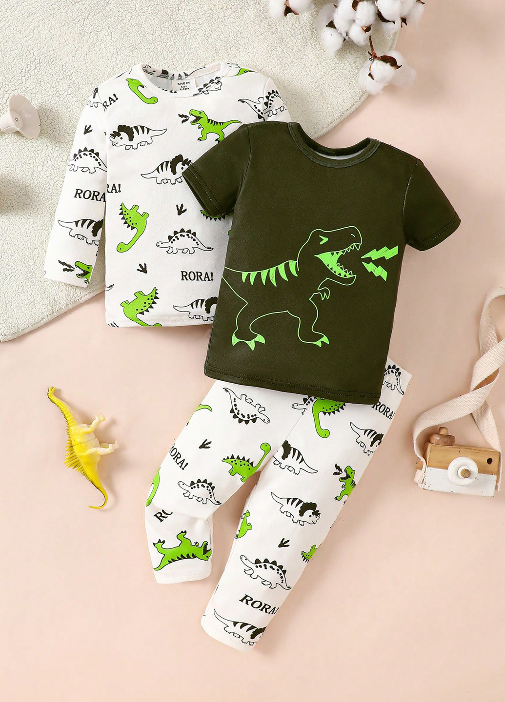 Чорно-біла всесезон піжама (футболка, лонгслів, штани) футболка + штани SHEIN