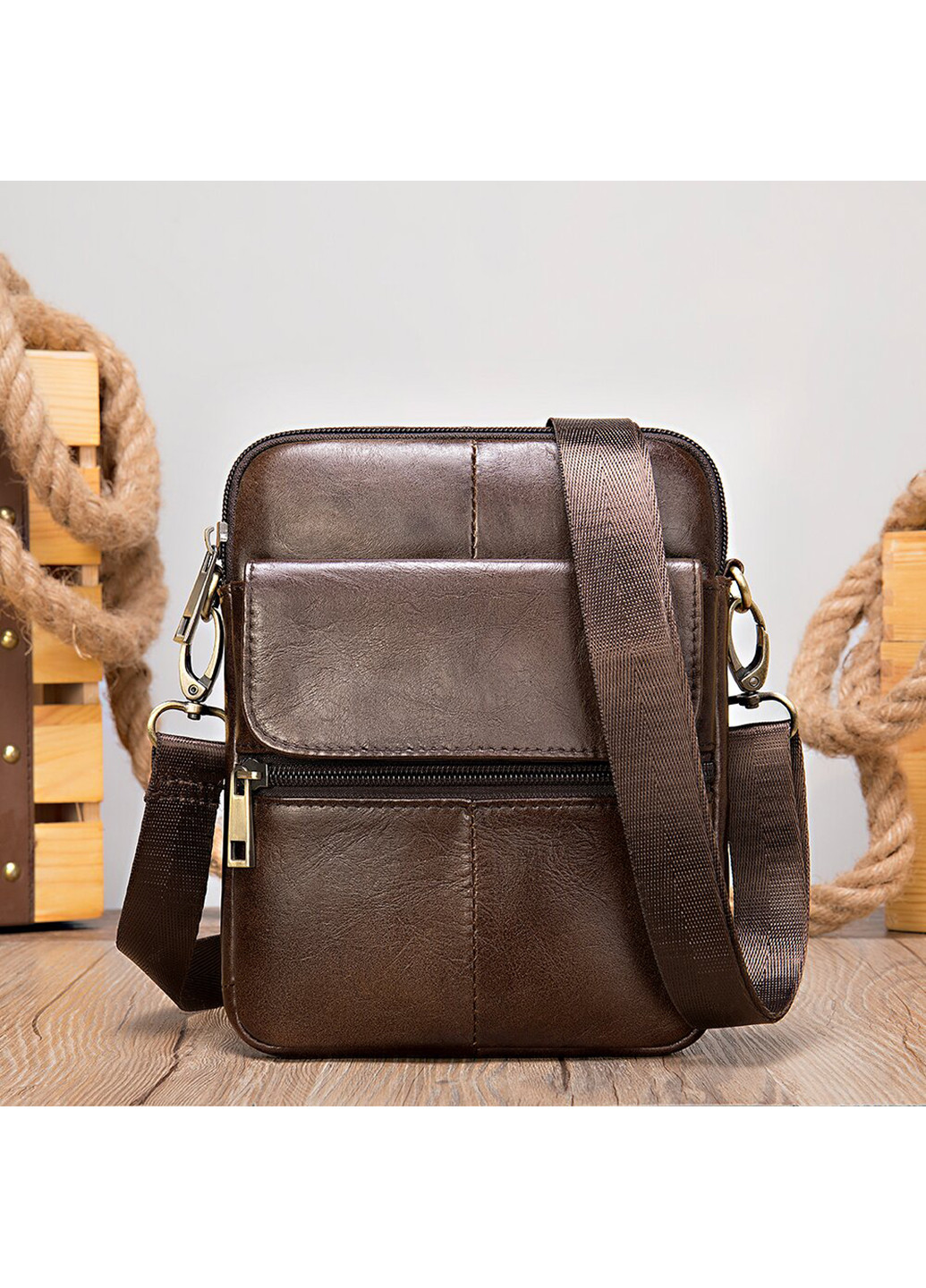 Мужская кожаная сумка 19х15х2,5 см Vintage (229458662)