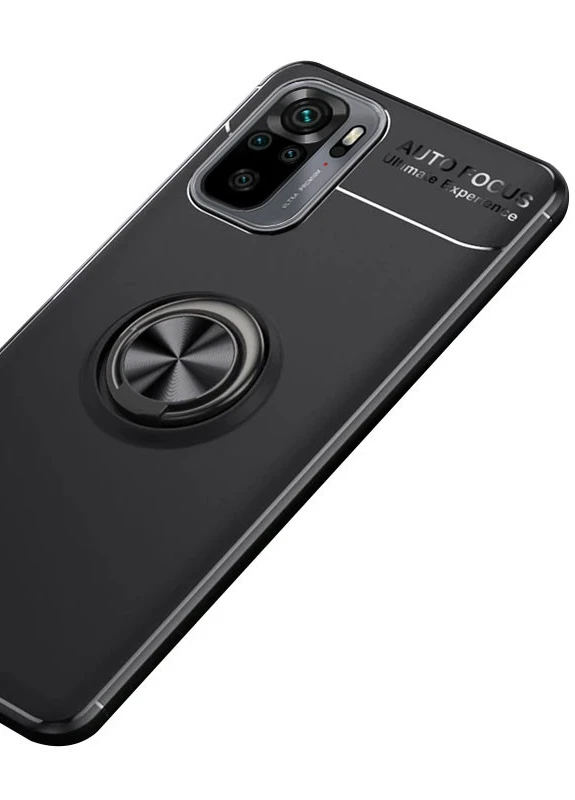 TPU чохол ColorRing під магнітний тримач (opp) для Xiaomi Redmi Note 10 / Note 10s Чорний / Чорний (is_00000047409_6) Deen (237824446)