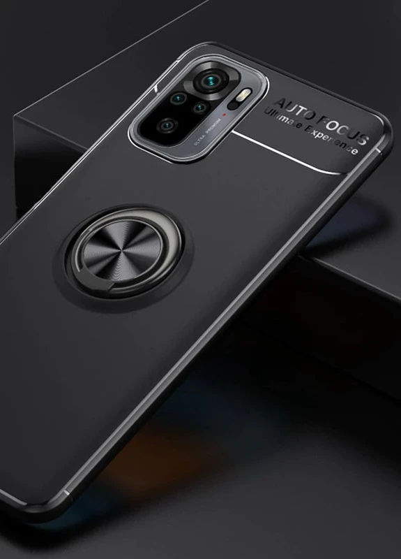 TPU чохол ColorRing під магнітний тримач (opp) для Xiaomi Redmi Note 10 / Note 10s Чорний / Чорний (is_00000047409_6) Deen (237824446)
