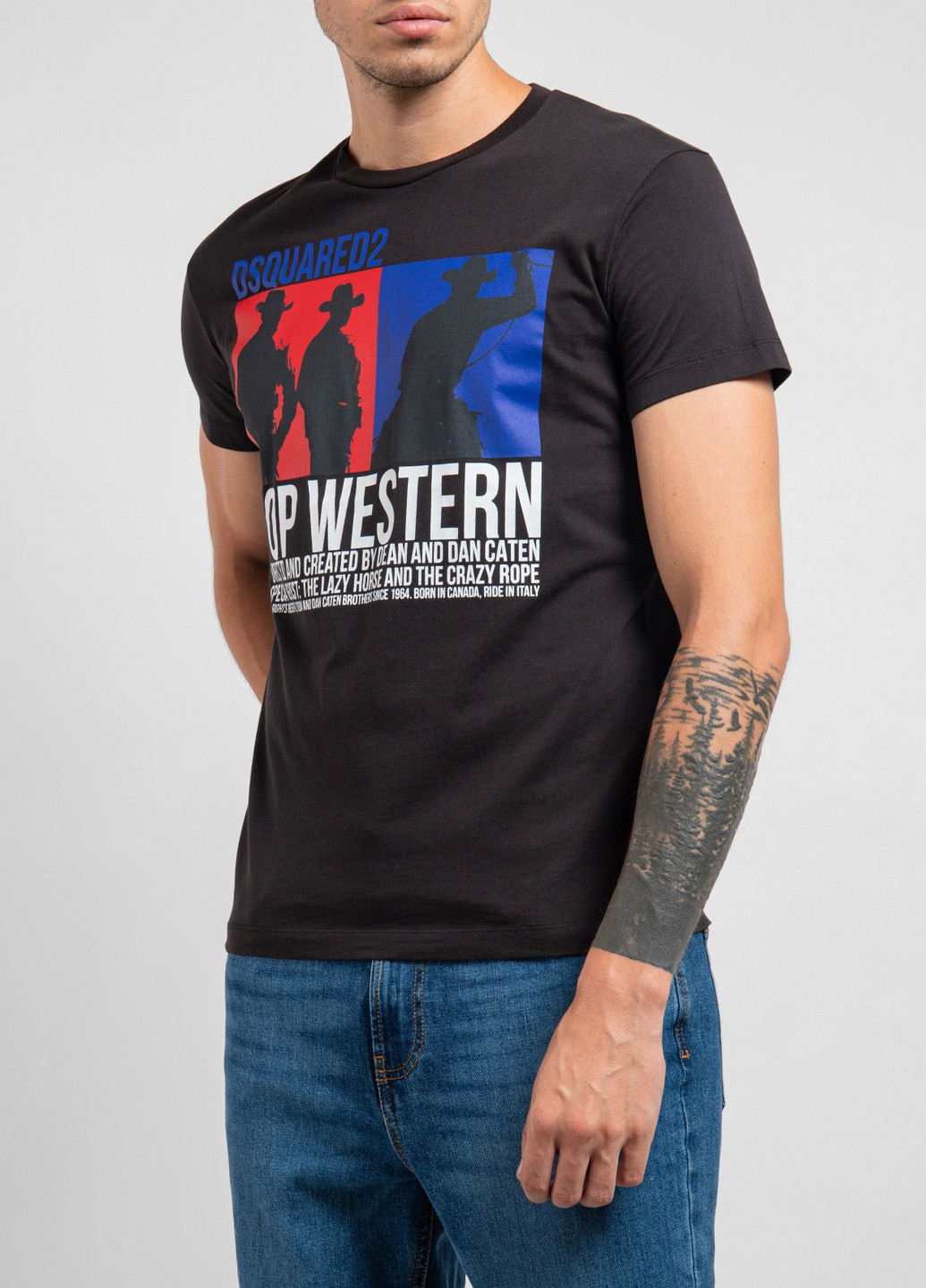 Черная черная футболка western Dsquared2