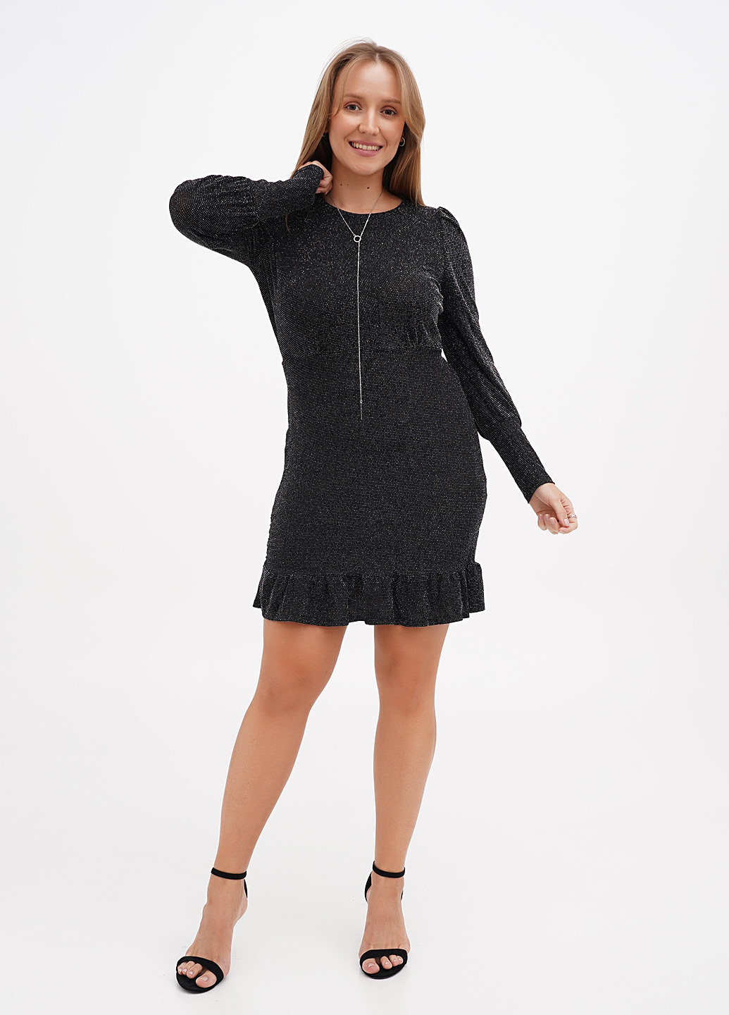 Чорна кежуал, коктейльна сукня Terranova з візерунком "перець з сіллю"