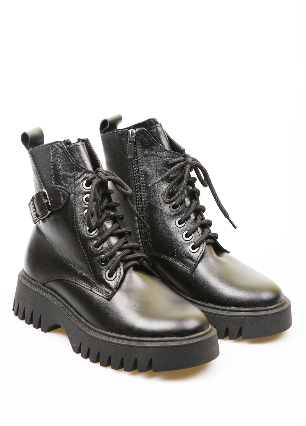 Зимние ботинки No Brand на тракторной подошве, с пряжкой, со шнуровкой