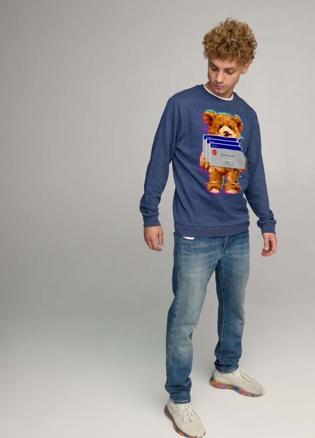 Синій світшот чоловічий basic /no flis/ YAPPI (252386052)