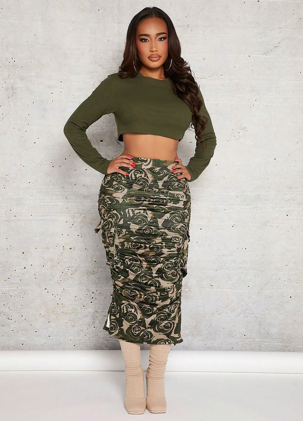 Разноцветная кэжуал с абстрактным узором юбка SHEIN карандаш