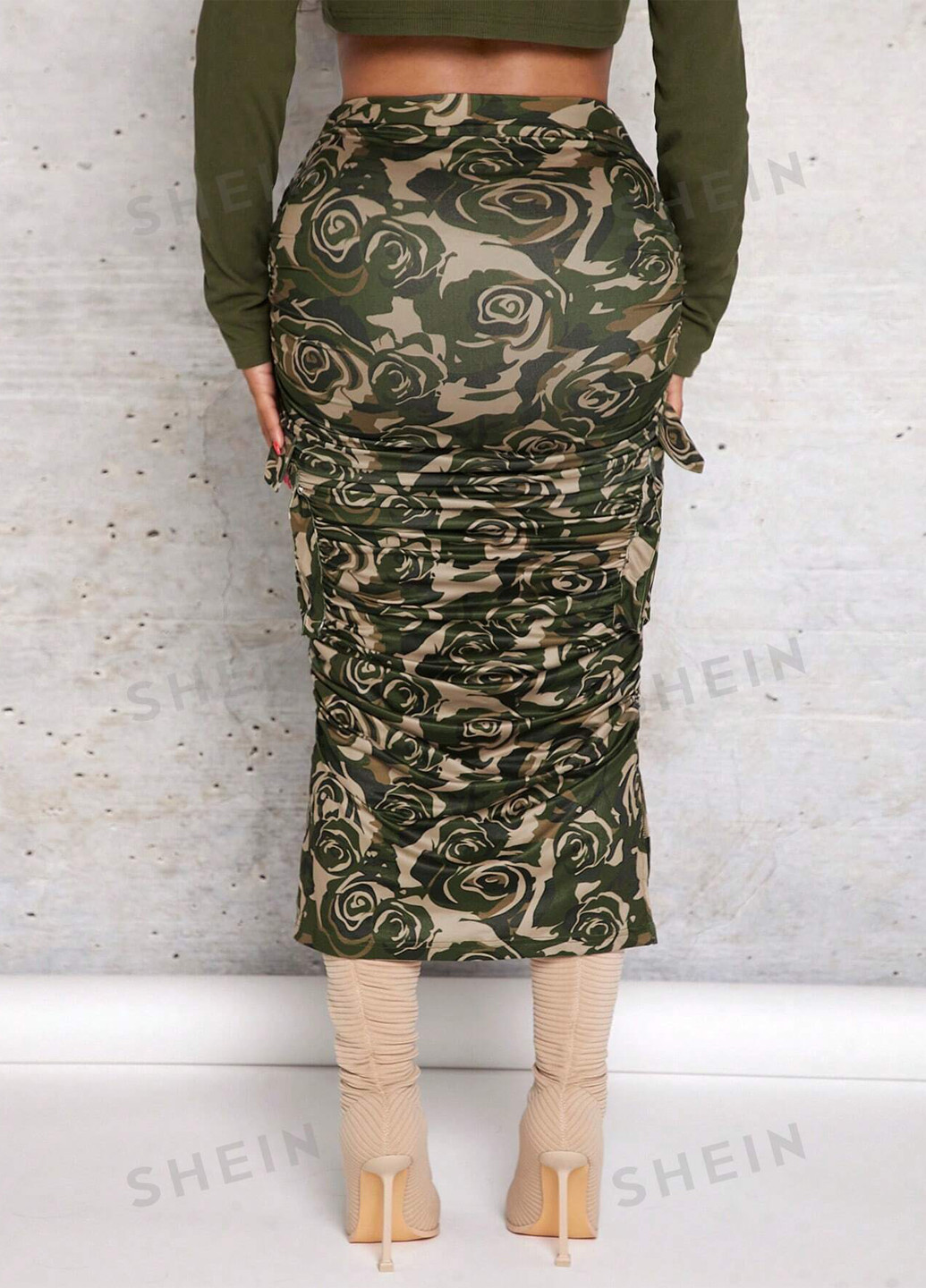 Разноцветная кэжуал с абстрактным узором юбка SHEIN карандаш