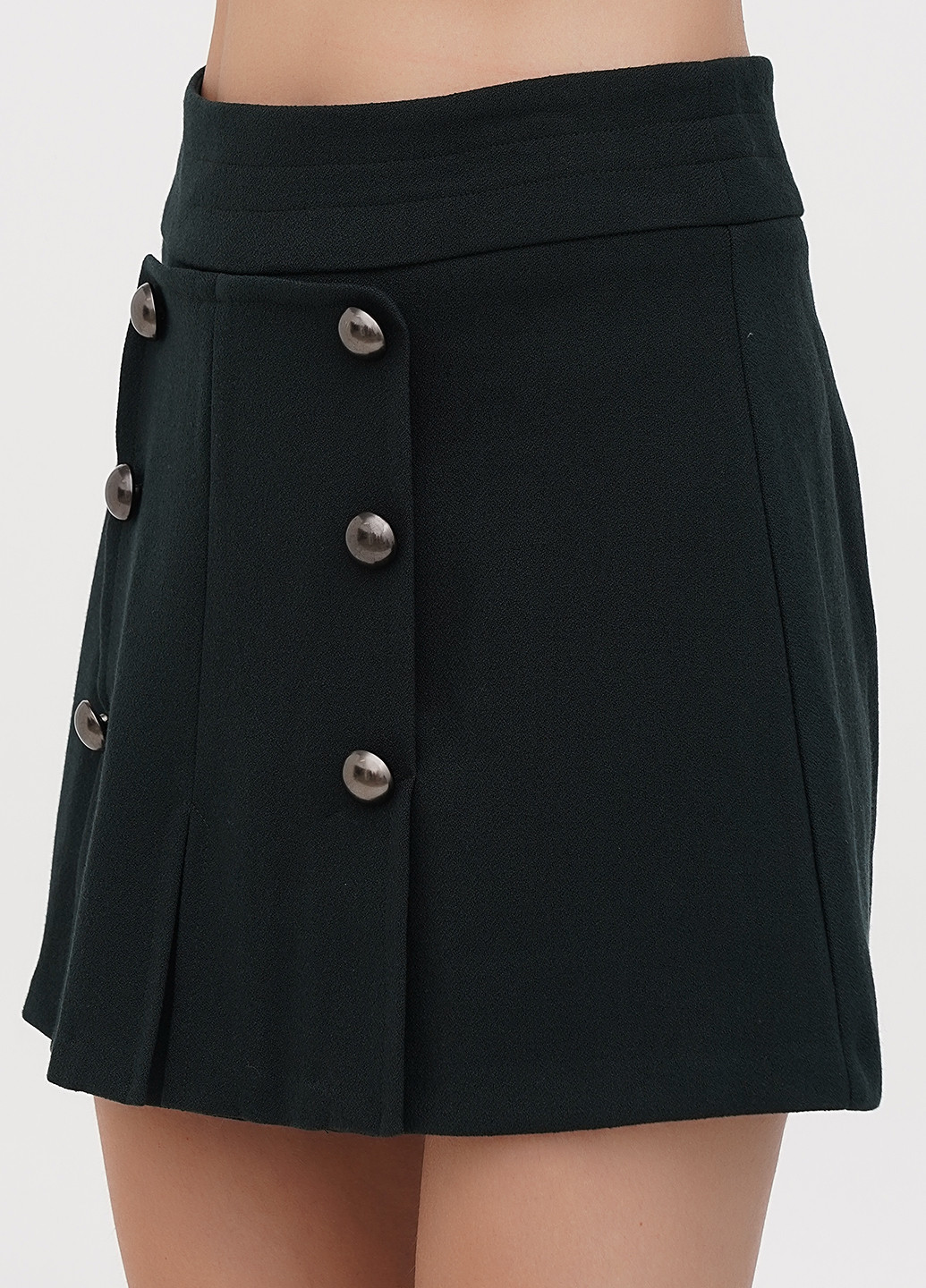 Темно-зеленая кэжуал однотонная юбка No Brand а-силуэта (трапеция)