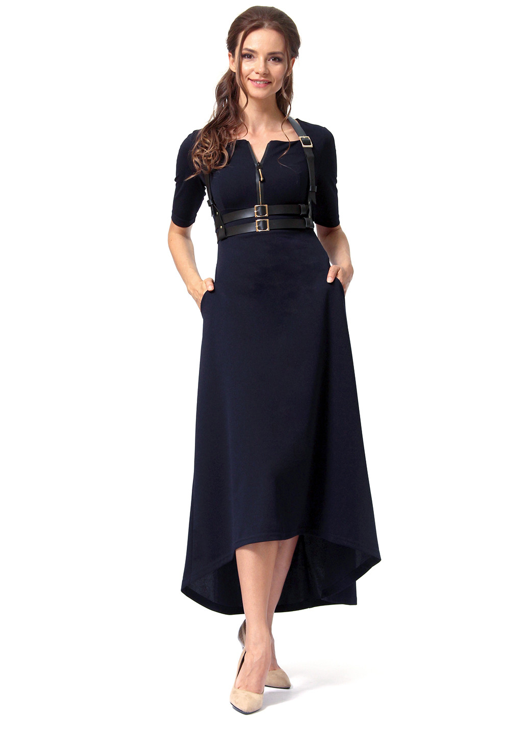 Темно-синее кэжуал платье в стиле ампир Lada Lucci однотонное