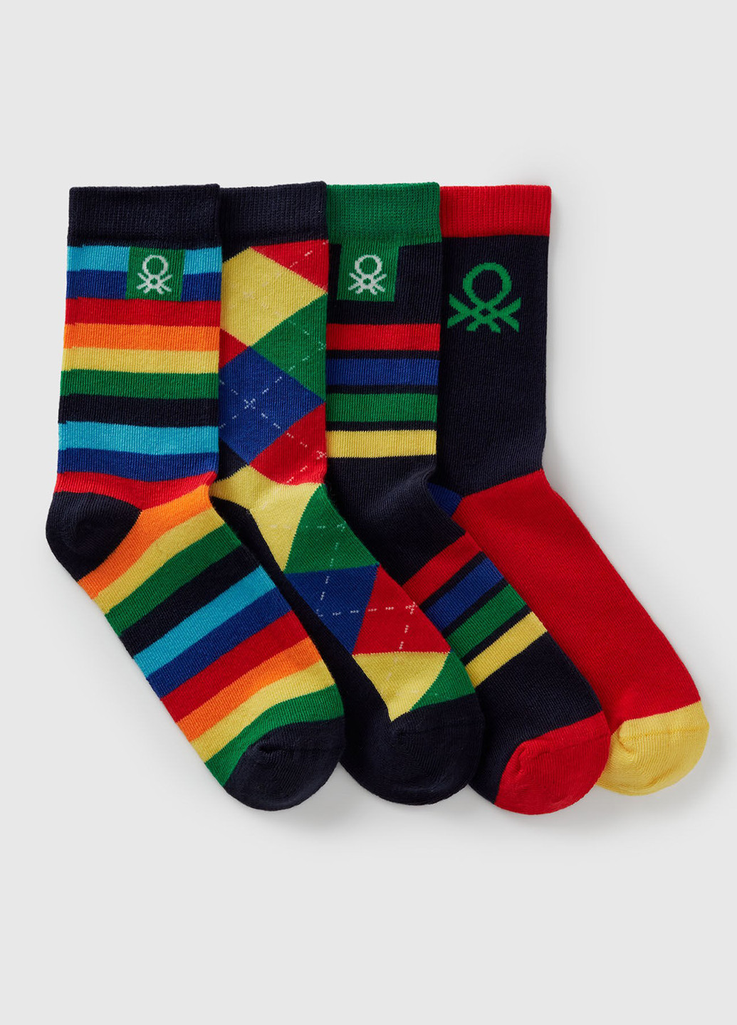 Жовті шкарпетки (4 пари) United Colors of Benetton смужки демісезон (367063777)