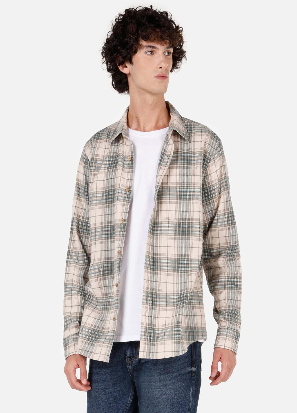 Бежевая кэжуал рубашка в клетку Colin's