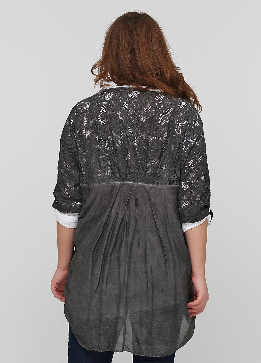 Темно-сірий демісезонний комплект (туніка, блуза) Made in Italy