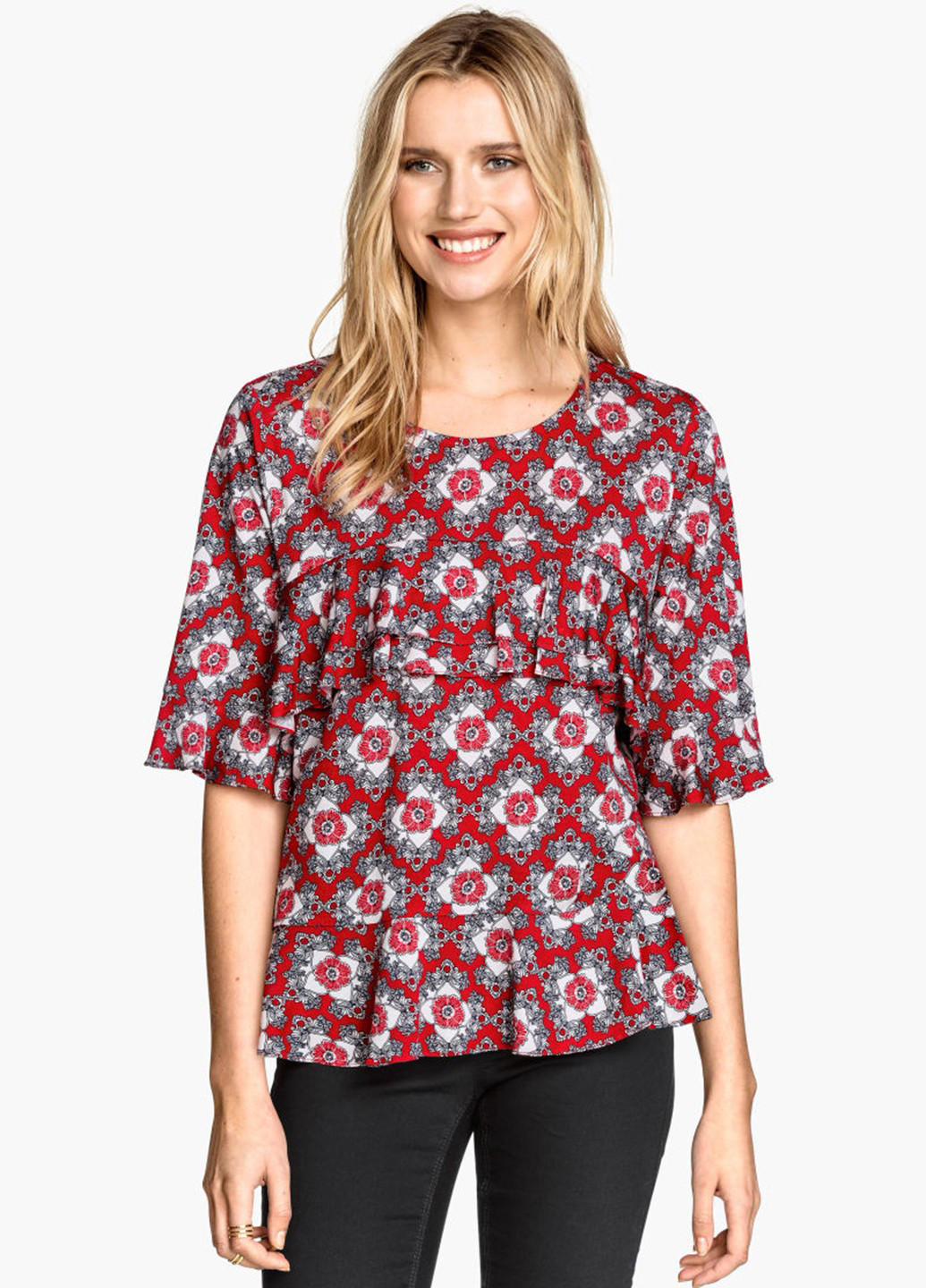 Темно-красная летняя блуза H&M