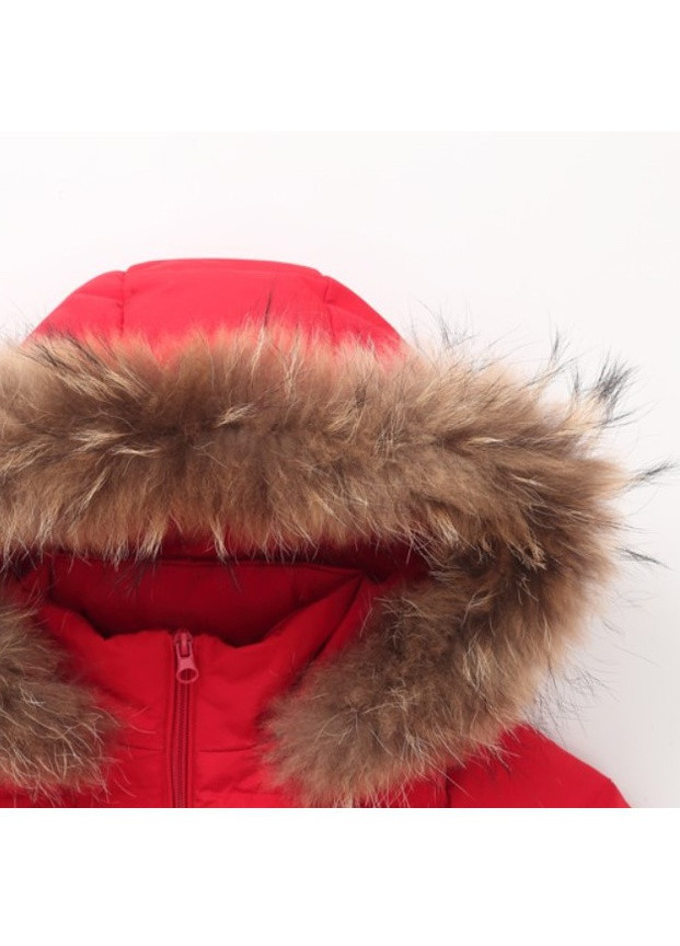 Красная зимняя куртка детская тёплая Qoopixie
