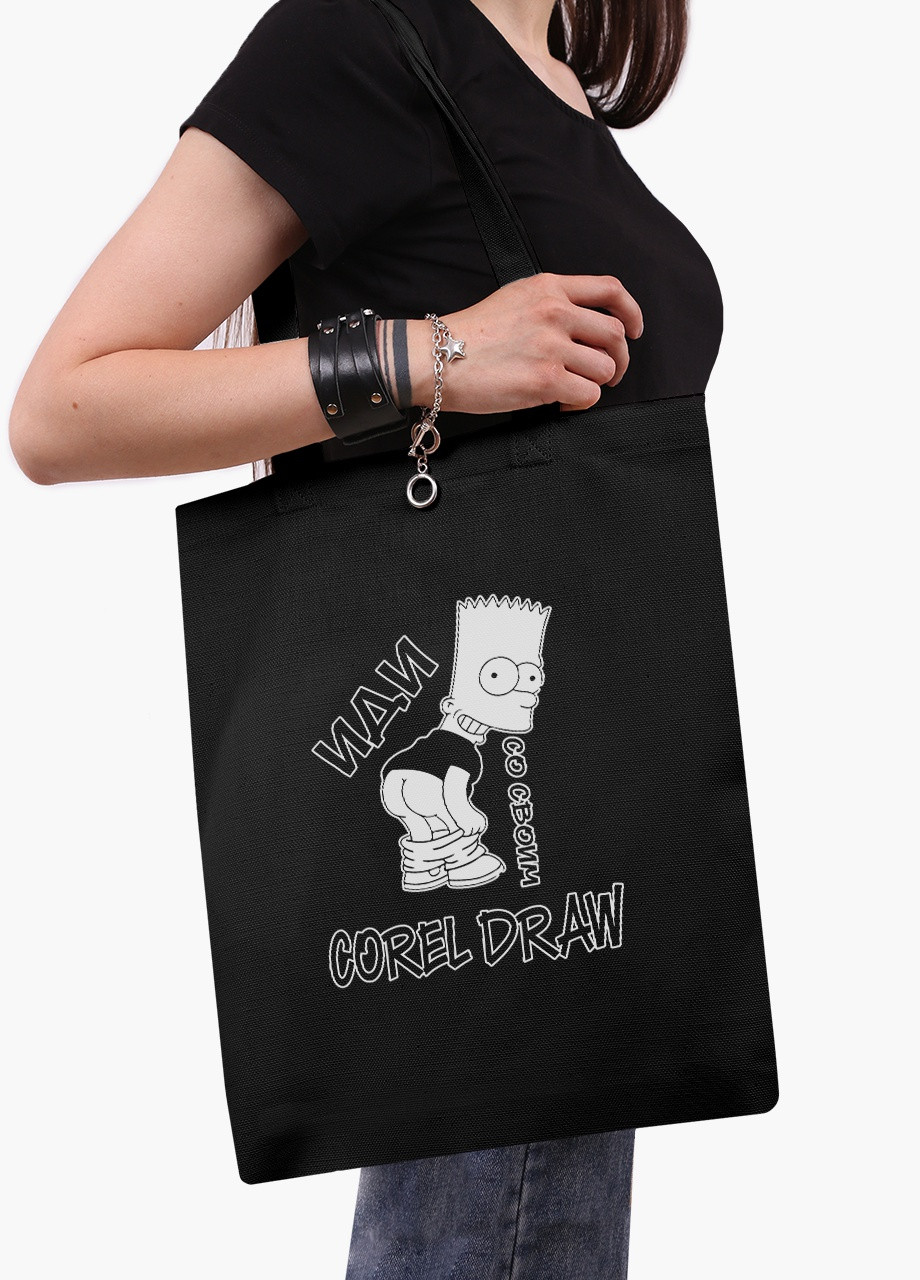 Еко сумка шоппер черная Иди со свои Corel Draw (9227-1551-BK) MobiPrint (236391086)