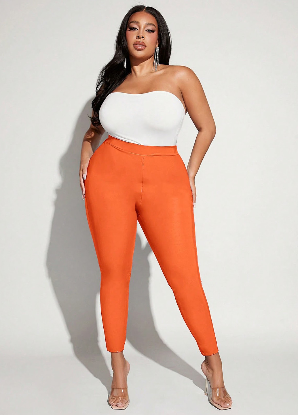 Оранжевые демисезонные леггинсы SHEIN